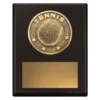 sp618a-black Black challenge plaque - tennis with timber construction