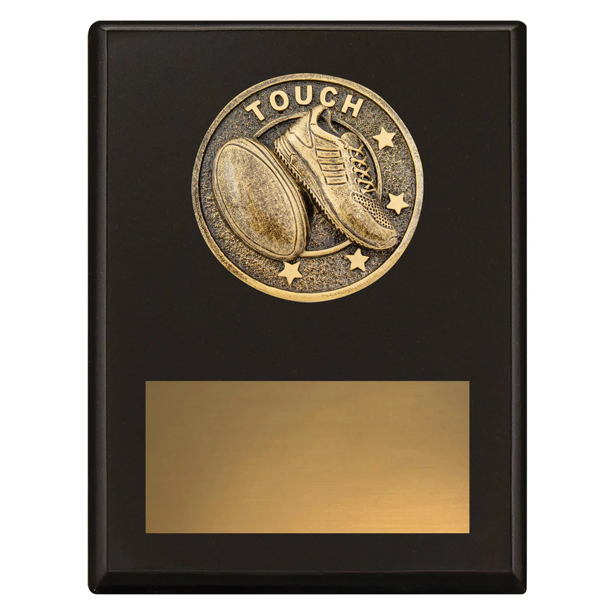Black challenge plaque - touch with timber construction