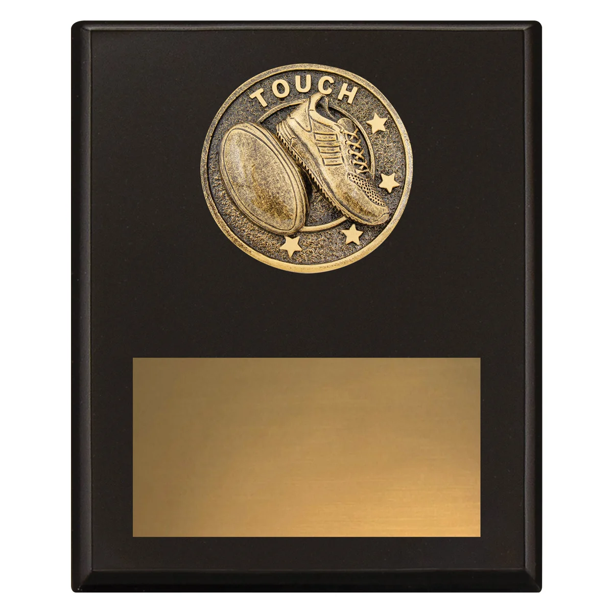 Black challenge plaque - touch with timber construction