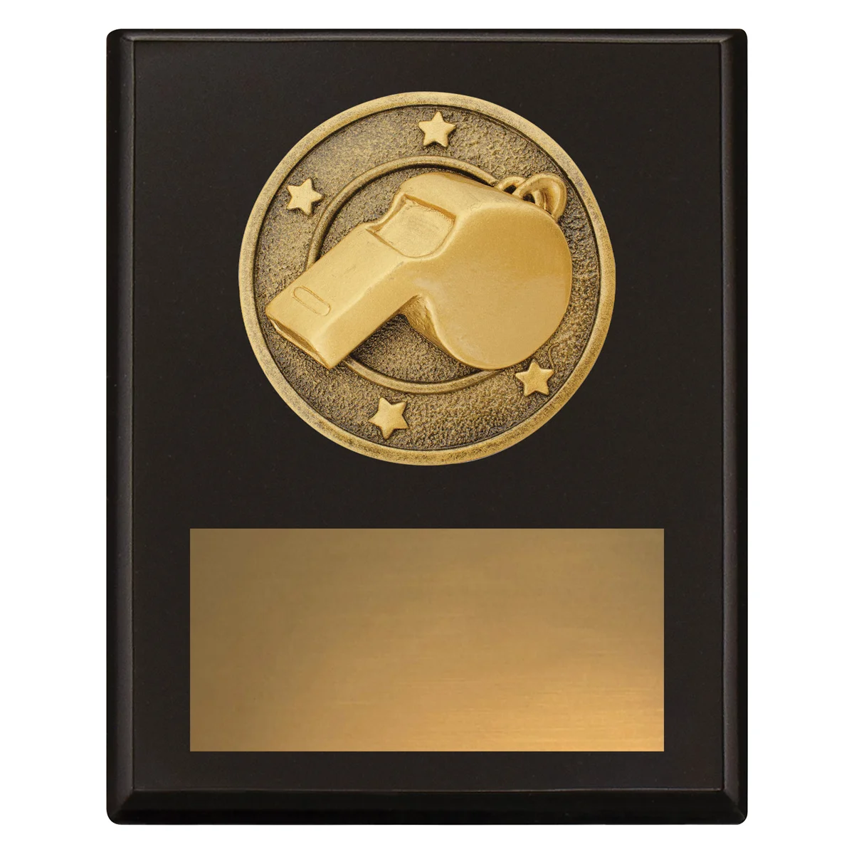 sp641a-black Black challenge plaque - whistle with timber construction