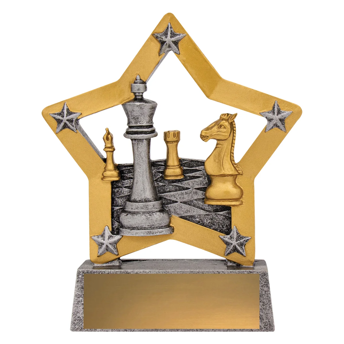 12978-silver Silver chess mini star with resin construction