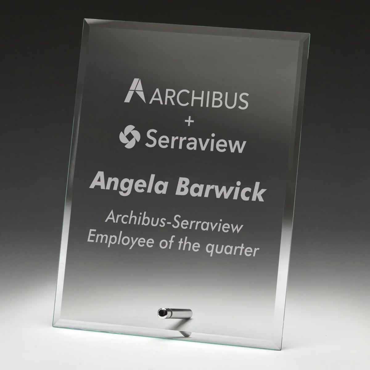 w611s-grey-bg Clear glass plaque with glass construction
