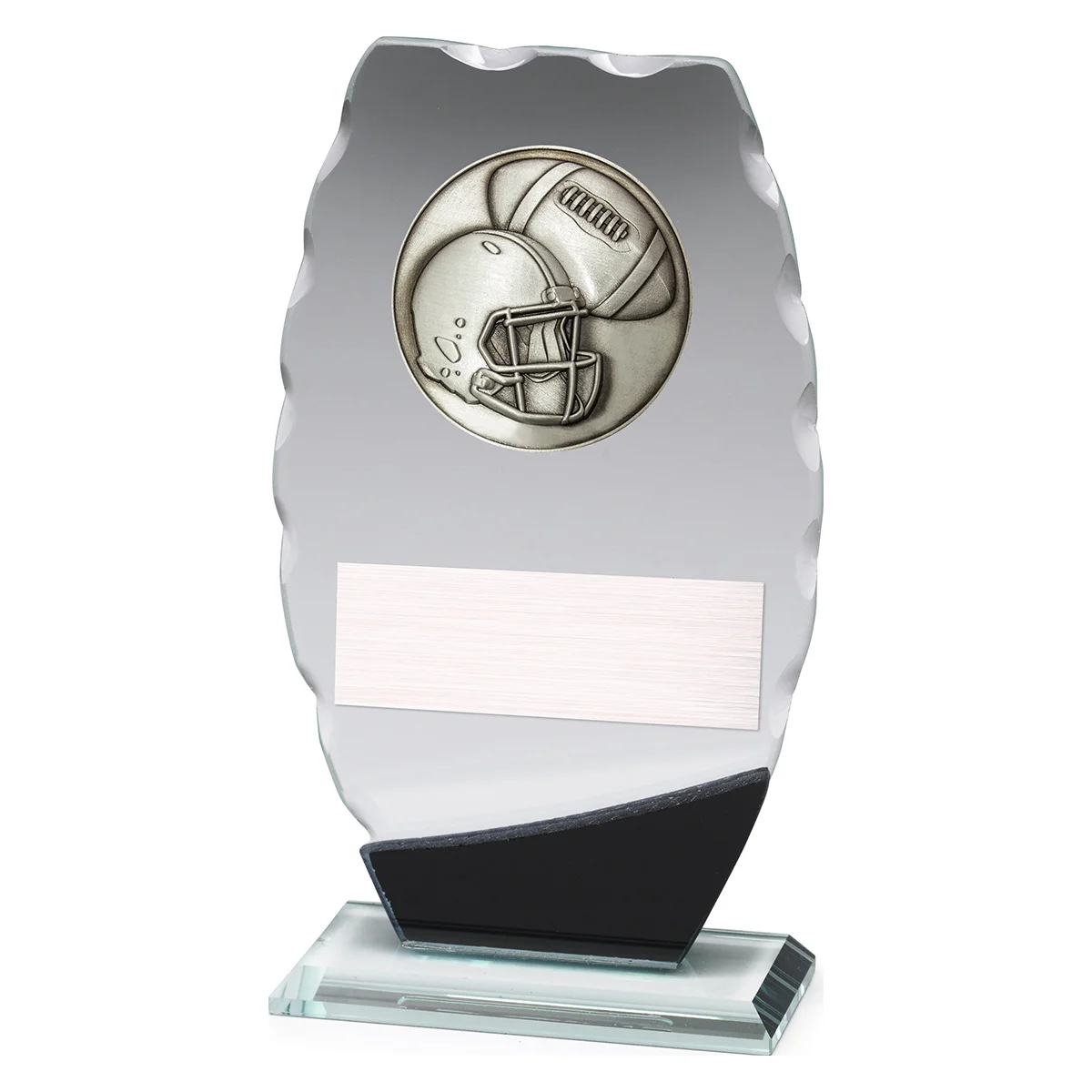 wm755a Clipped oval glass - american football with glass construction
