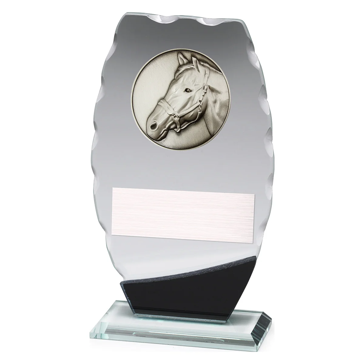 wm735a Clipped oval glass - horse with glass construction