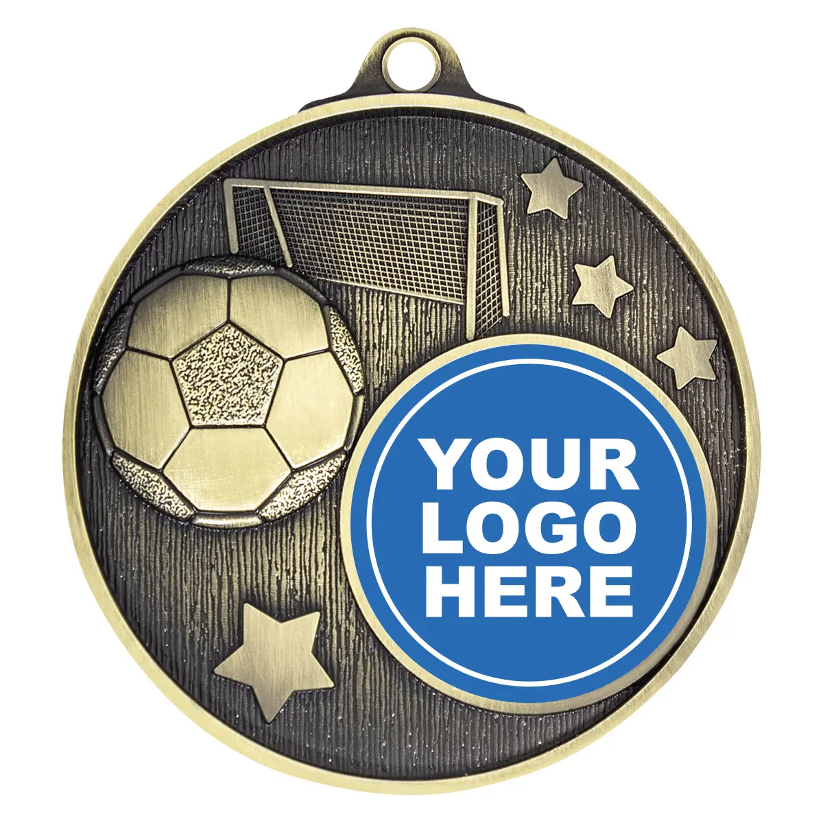 Gold club medal - football with metal construction