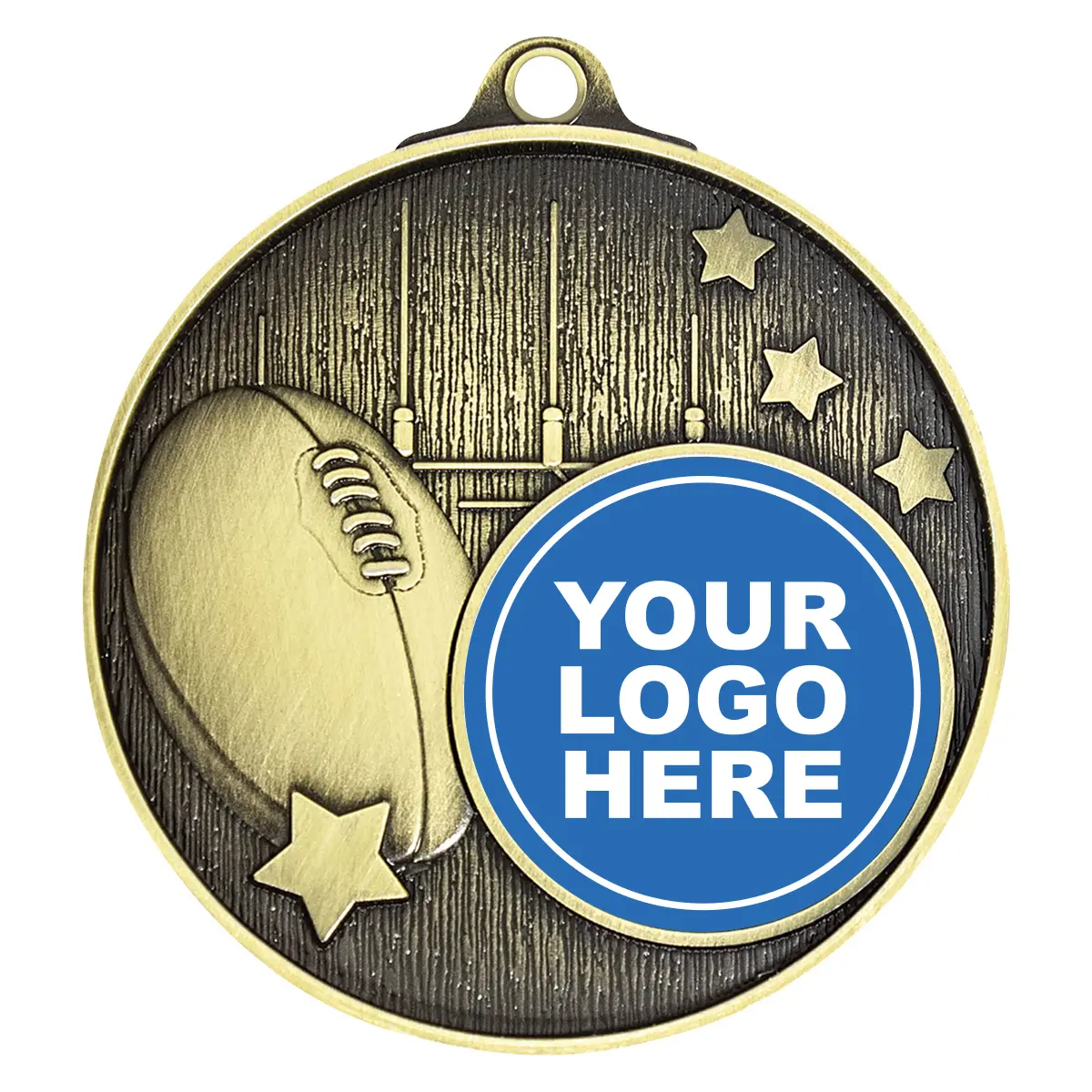 mc612g-gold Gold club medal - footy with metal construction