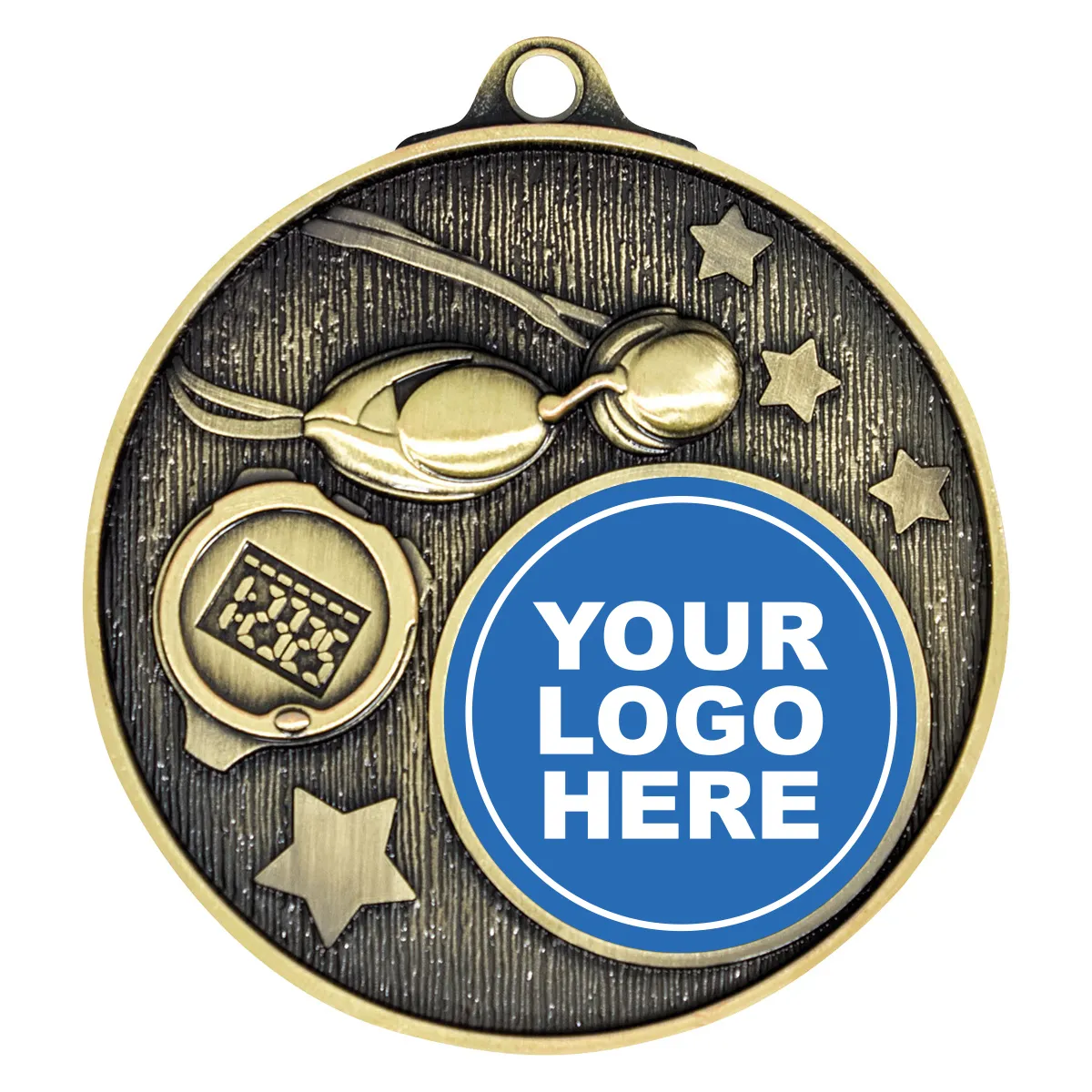 mc602g-gold Gold club medal - swimming with metal construction