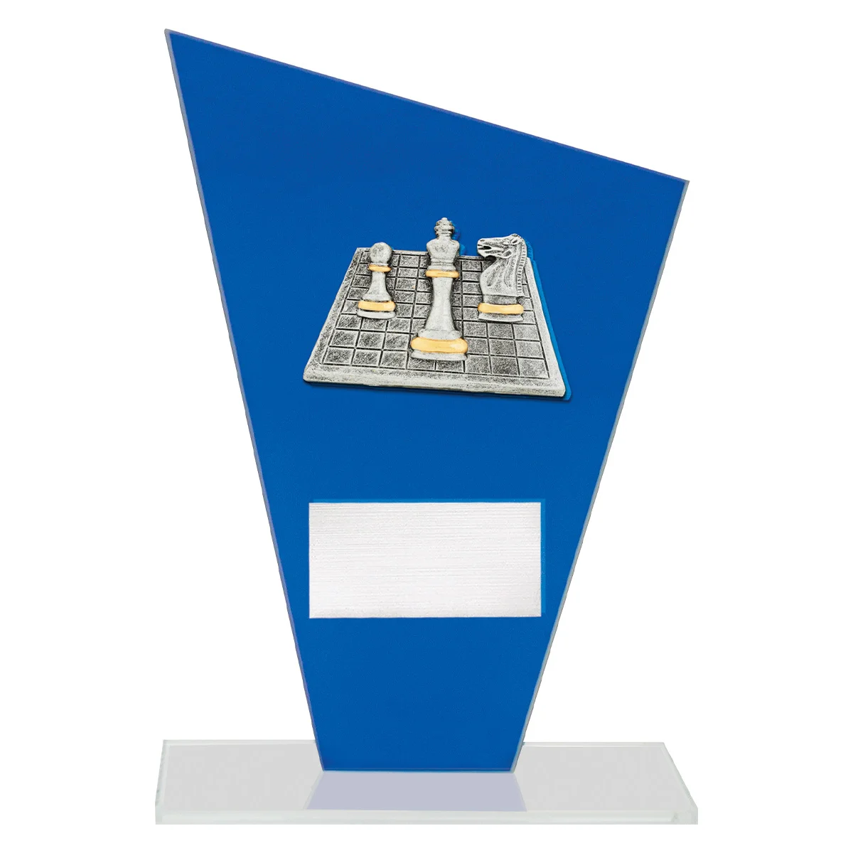 wf378a-blue Blue cobalt glass - chess with glass construction