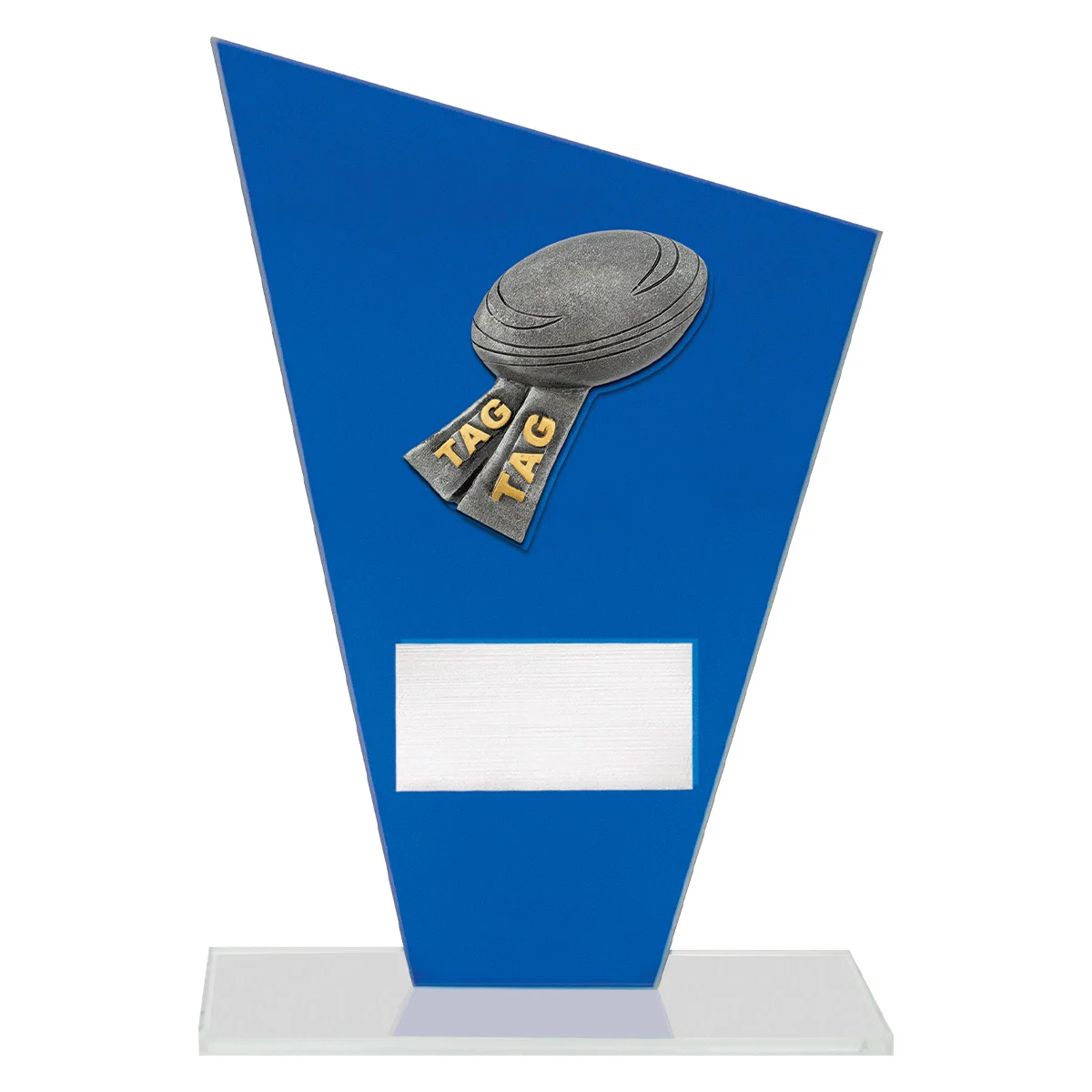 wf343a-blue Blue cobalt glass - tag with glass construction