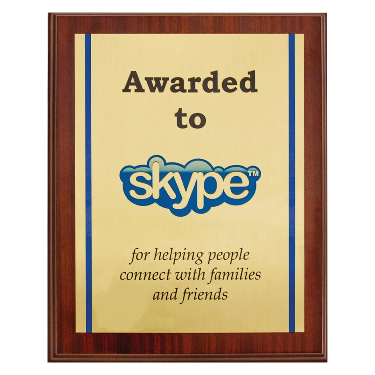 Walnut colour plaque - gold with timber construction