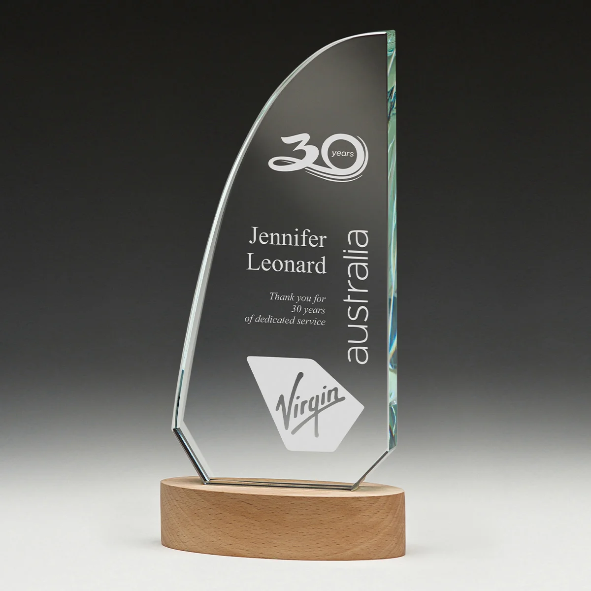 qt05-grey-bg Corvette award with glass / wood construction
