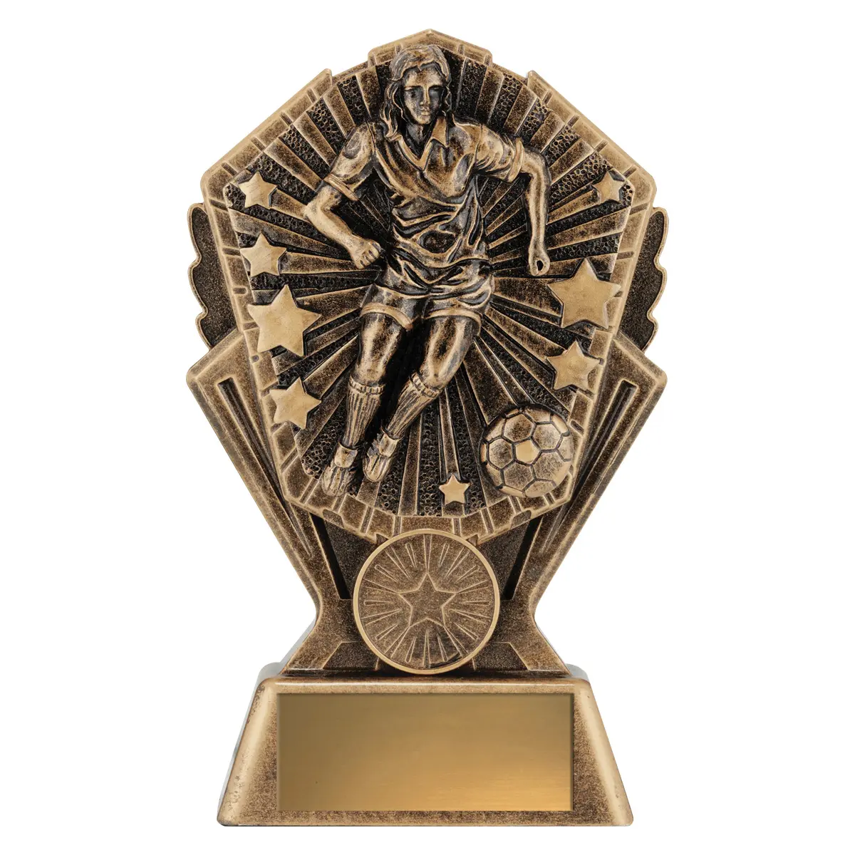 cr181a-gold Gold cosmos - football female with resin construction