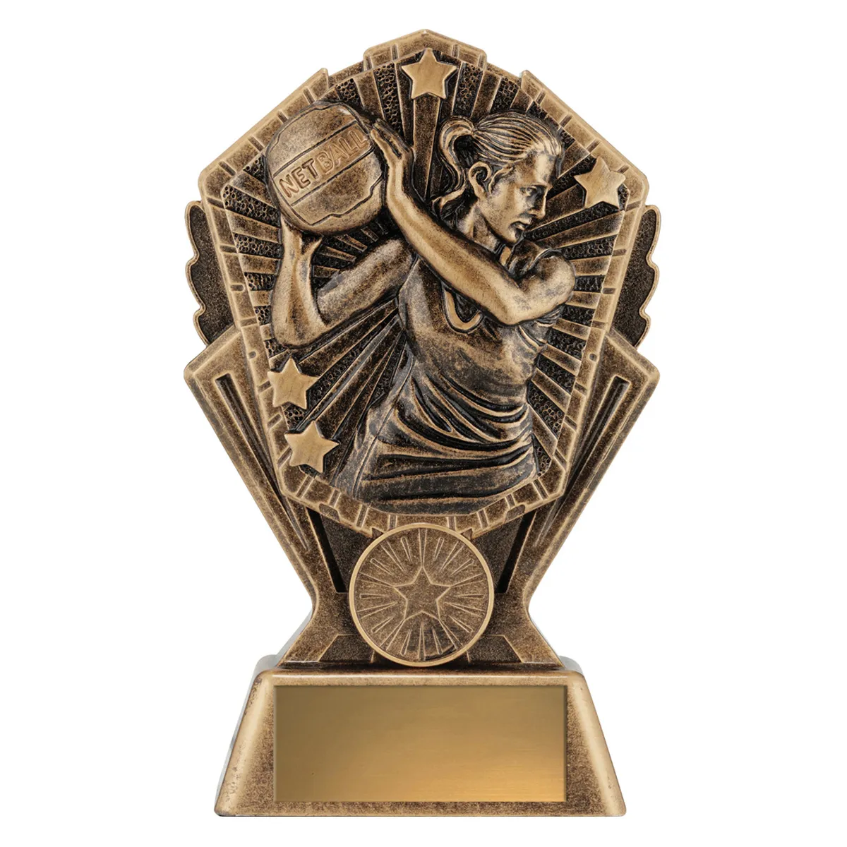 cr191a-gold Gold cosmos - netball with resin construction