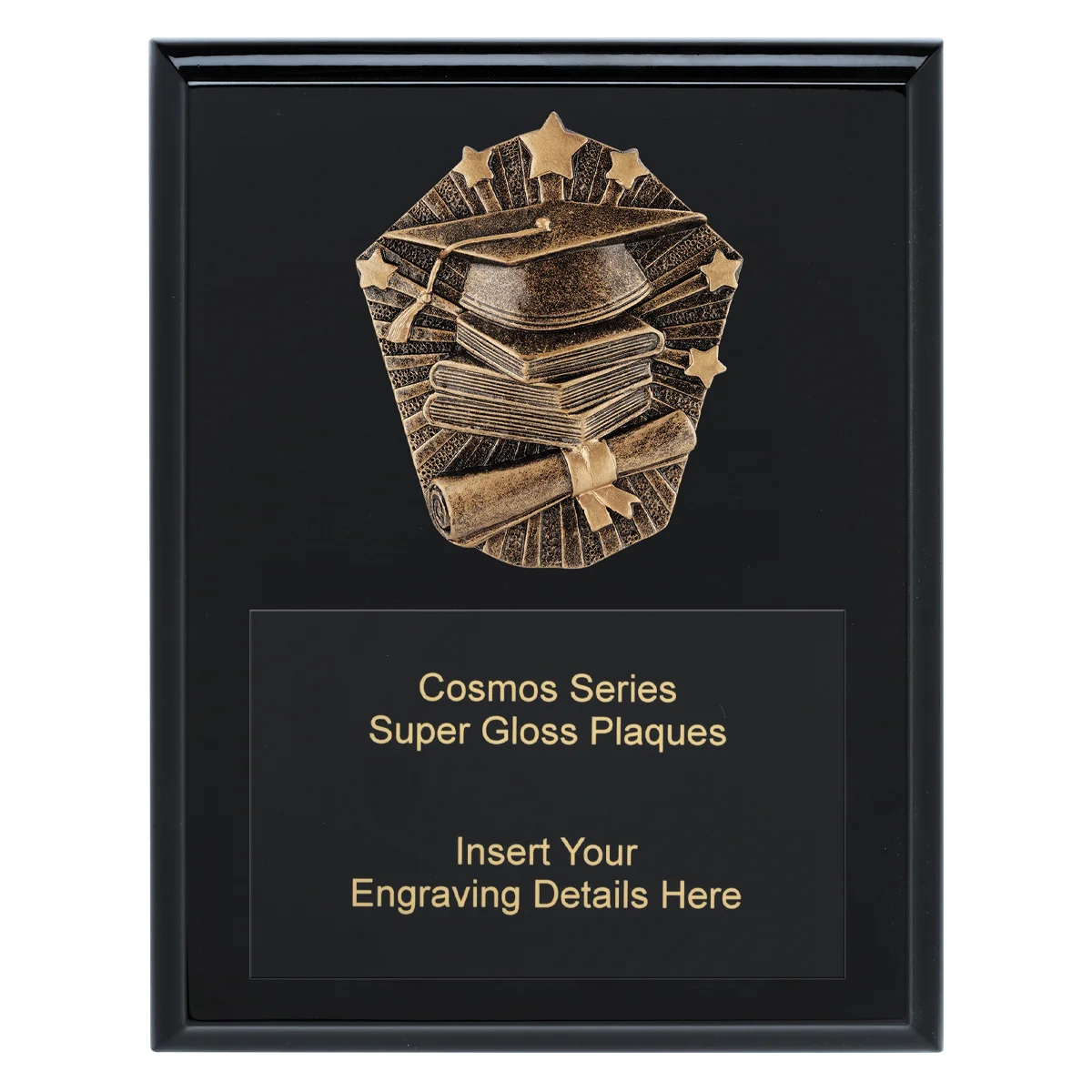 crk705a-black Black cosmos super plaque - academic with timber construction