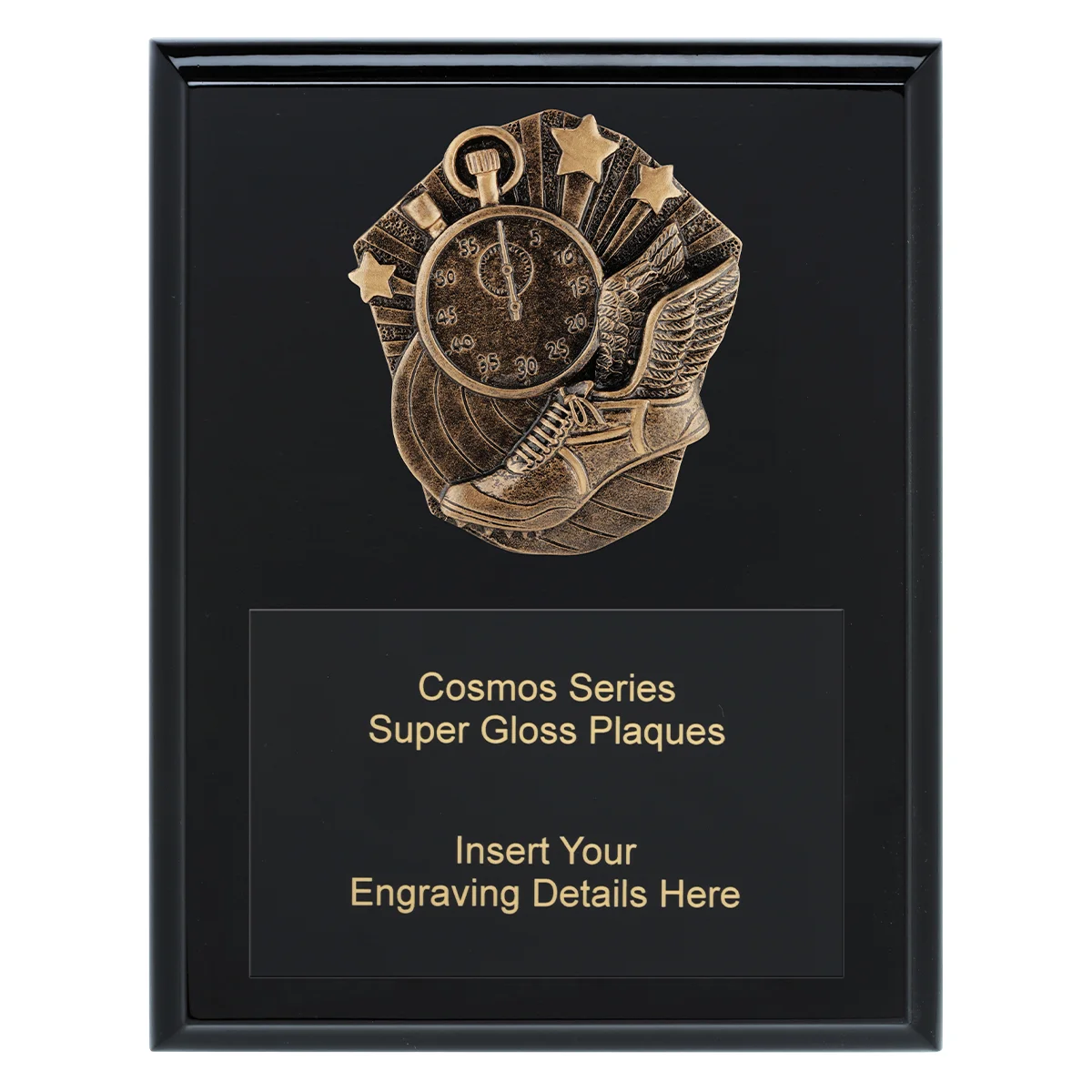 crk747a-black Black cosmos super plaque - athletics with timber construction