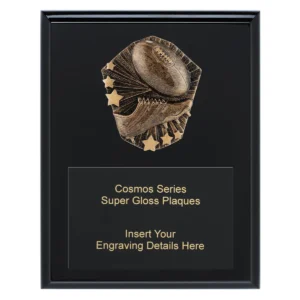 Black cosmos super plaque - aussie rules with timber construction