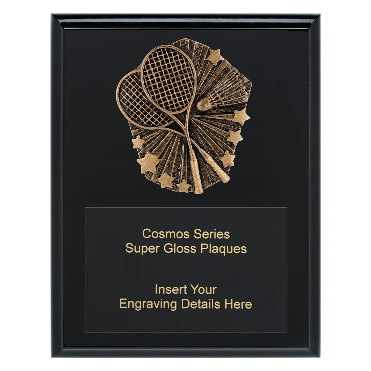 Black cosmos super plaque - badminton with timber construction