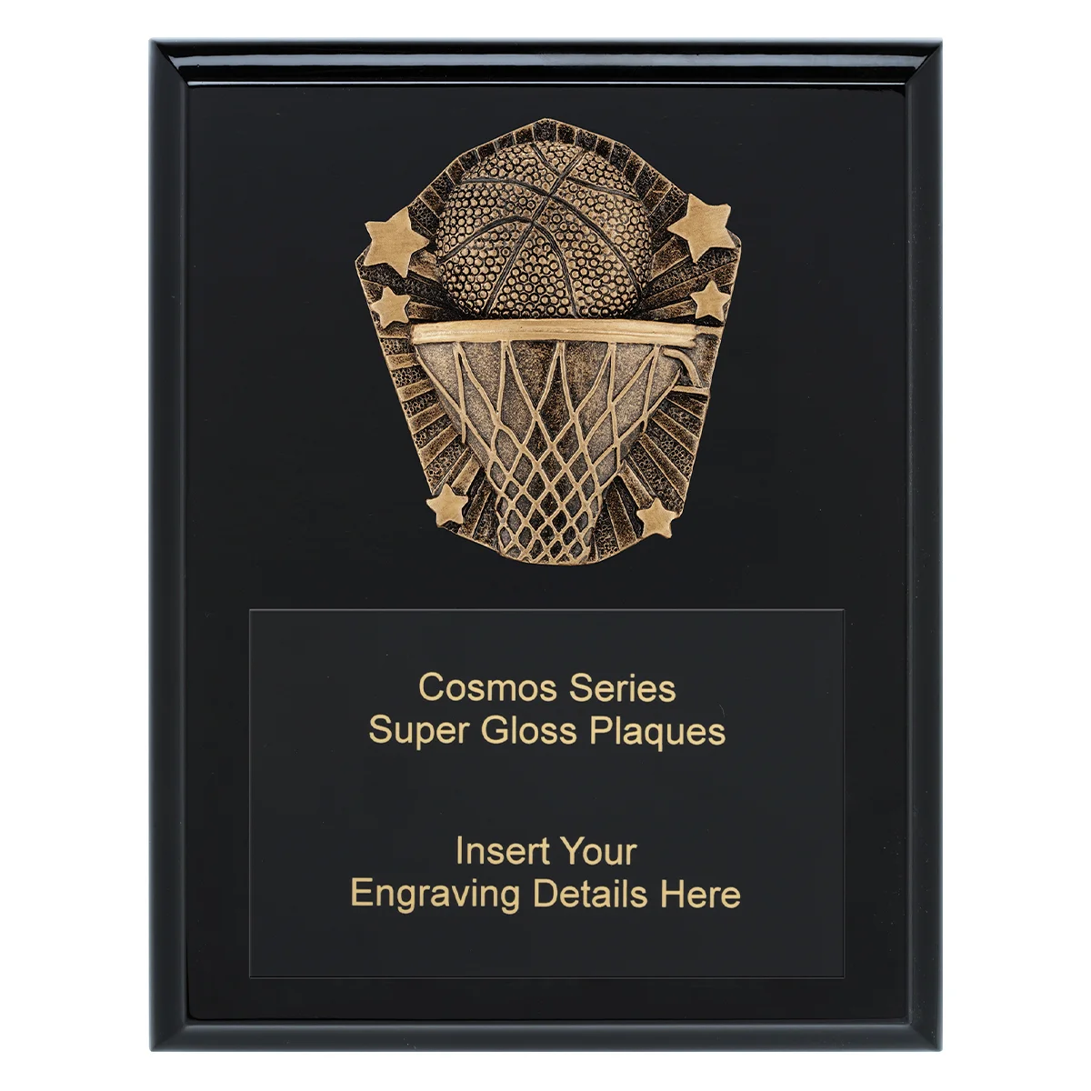 crk734a-black Black cosmos super plaque - basketball with timber construction