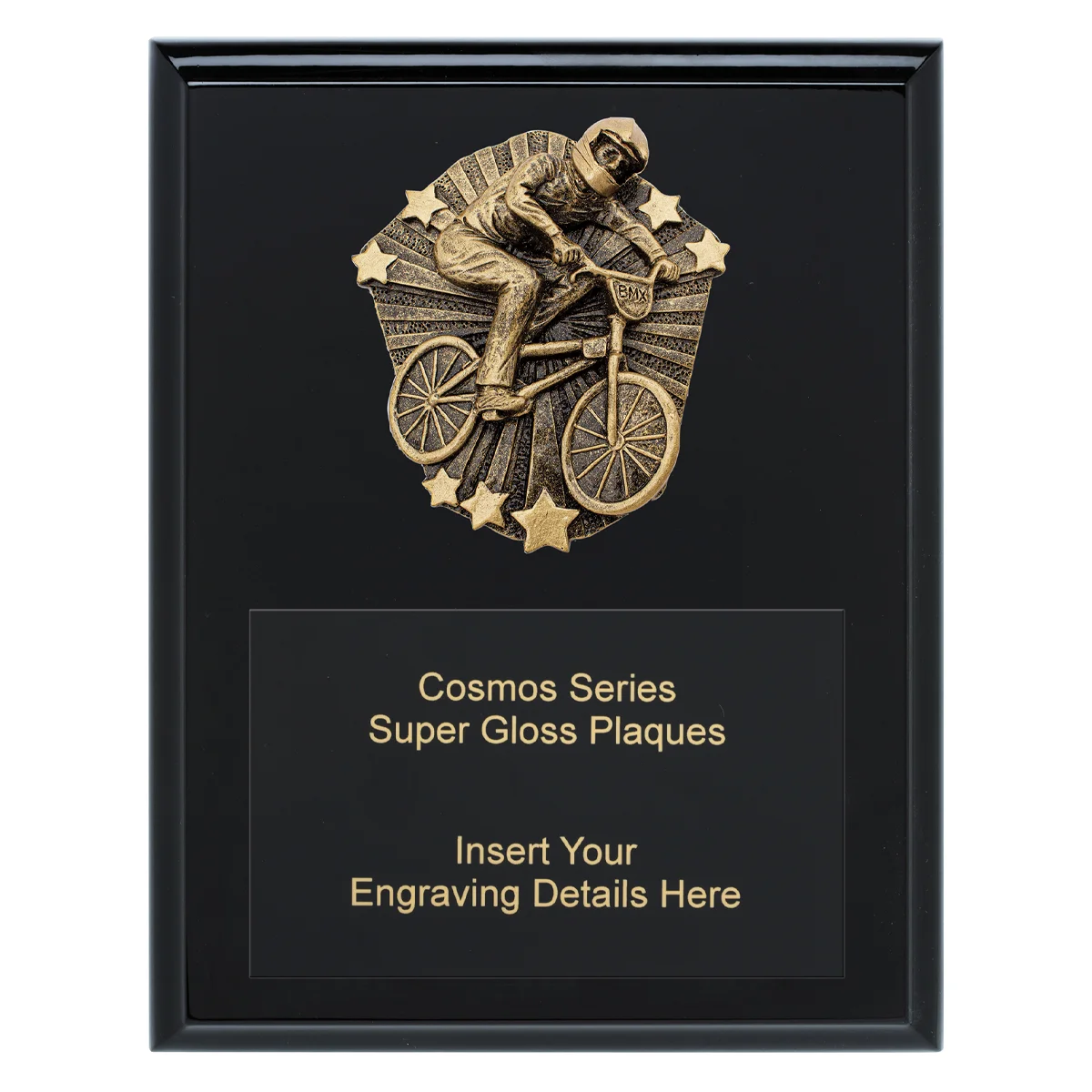 crk707b-black Black cosmos super plaque - bmx with timber construction