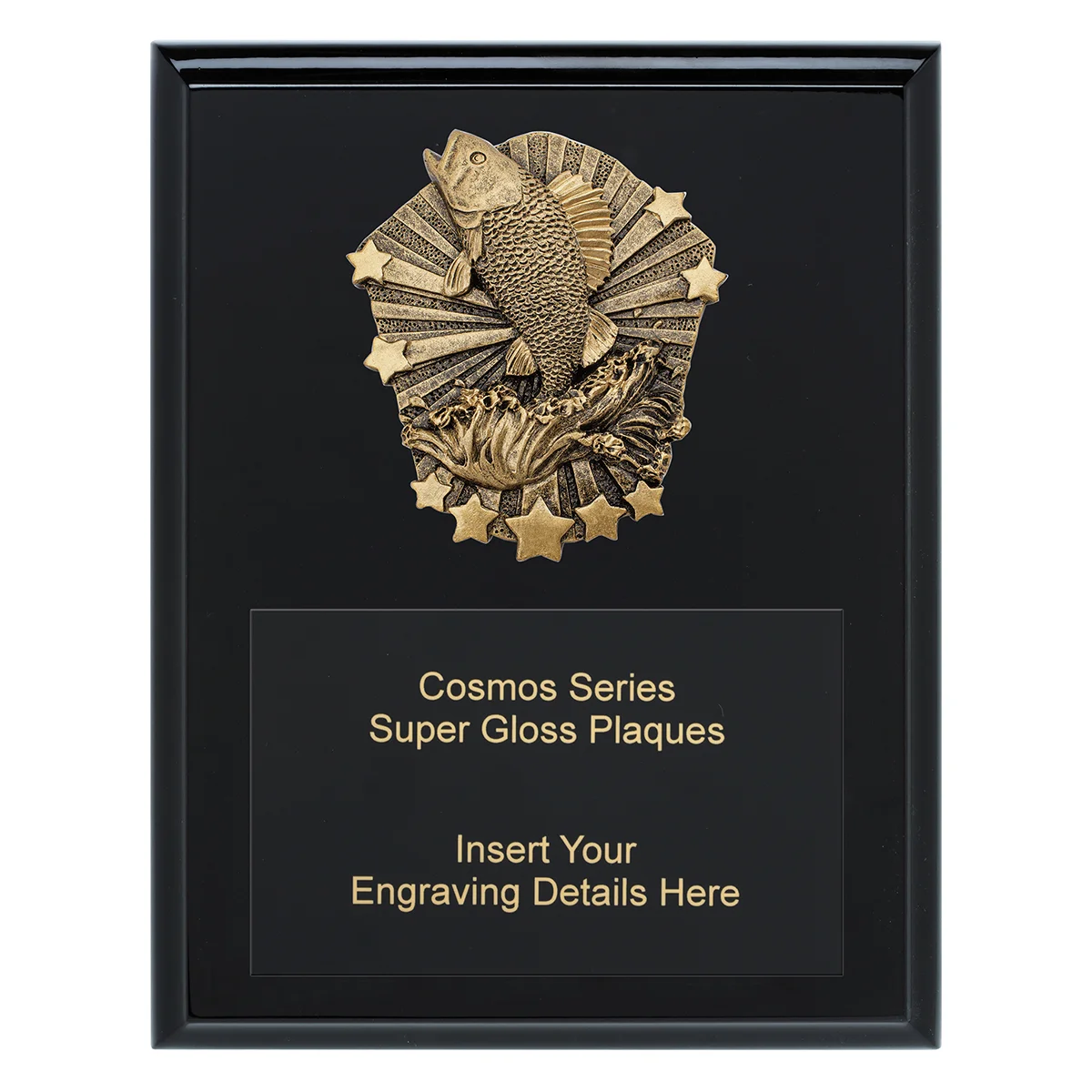 crk703a-black Black cosmos super plaque - fishing with timber construction