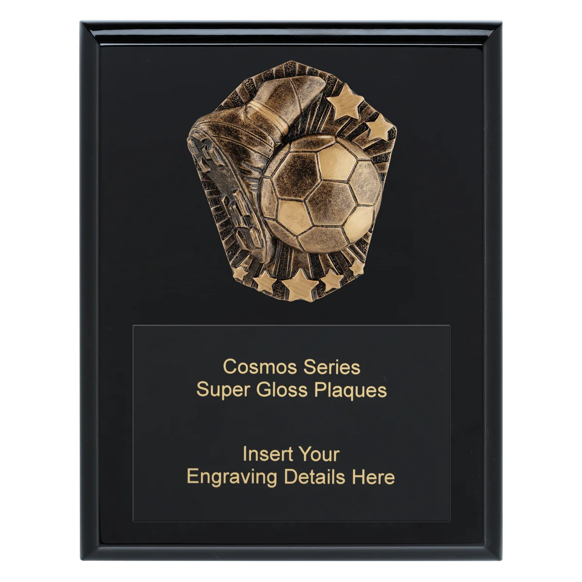 Black cosmos super plaque - football with timber construction