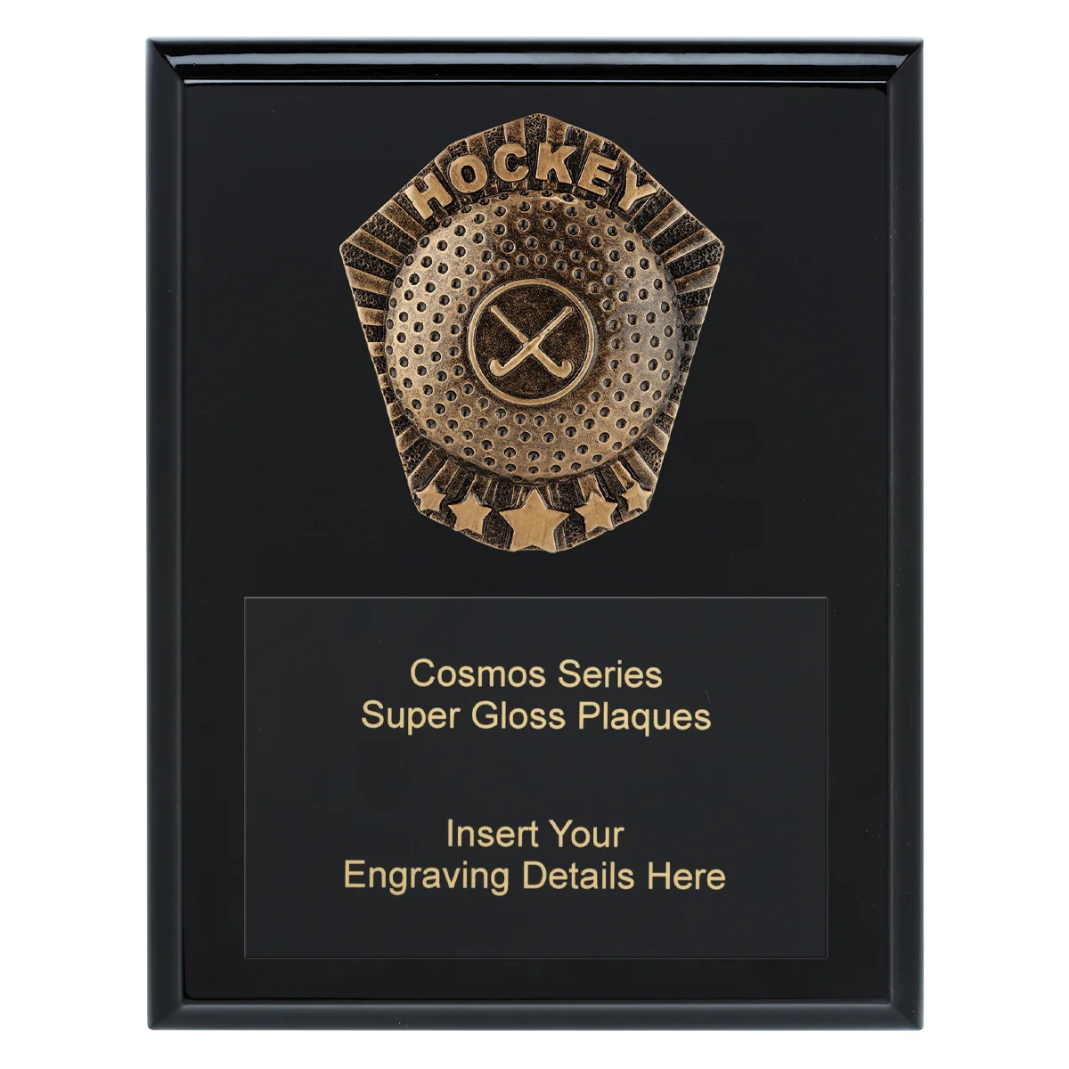 crk744a-black Black cosmos super plaque - hockey with timber construction