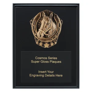 Black cosmos super plaque - horse with timber construction
