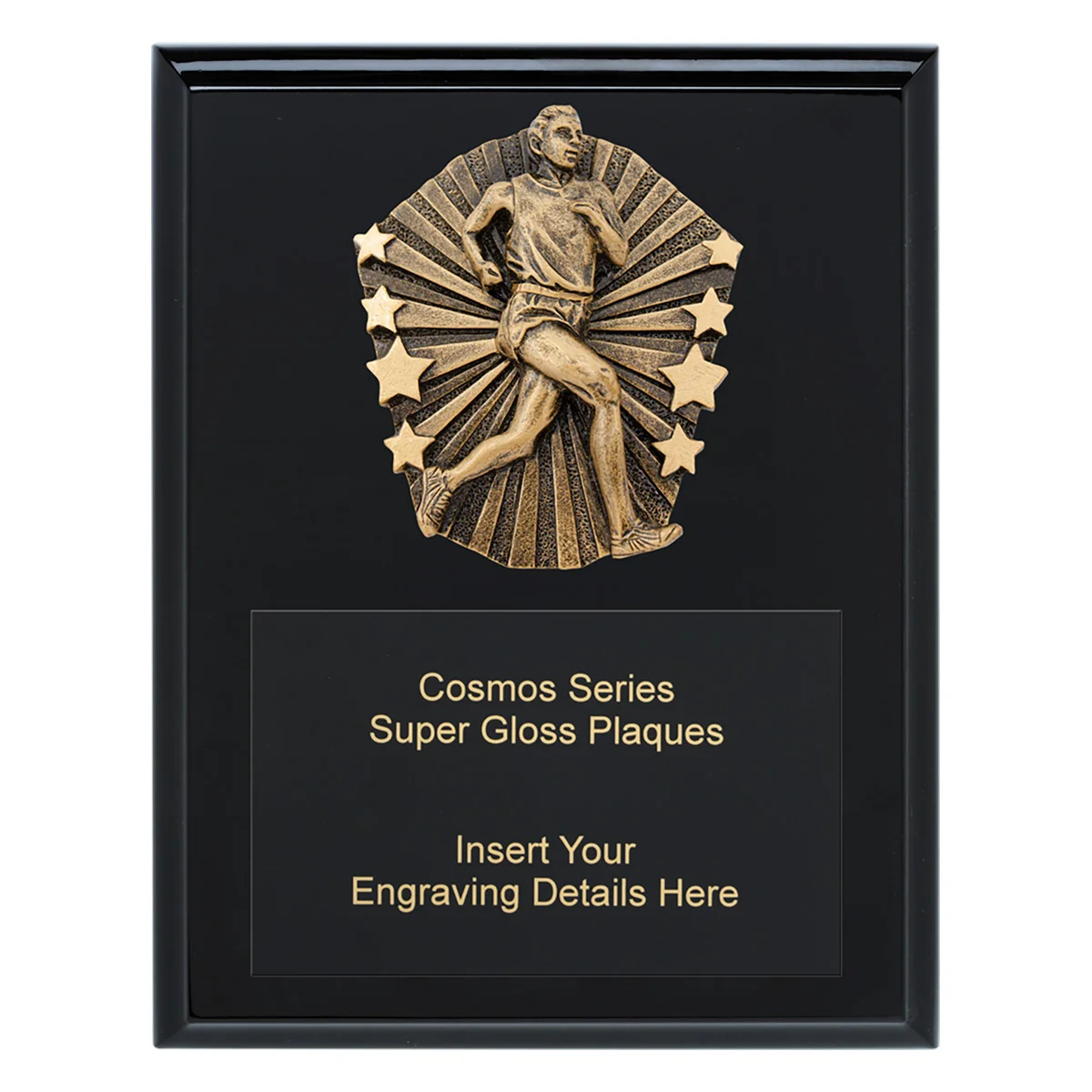 crk701c-black Black cosmos super plaque - male running with timber construction