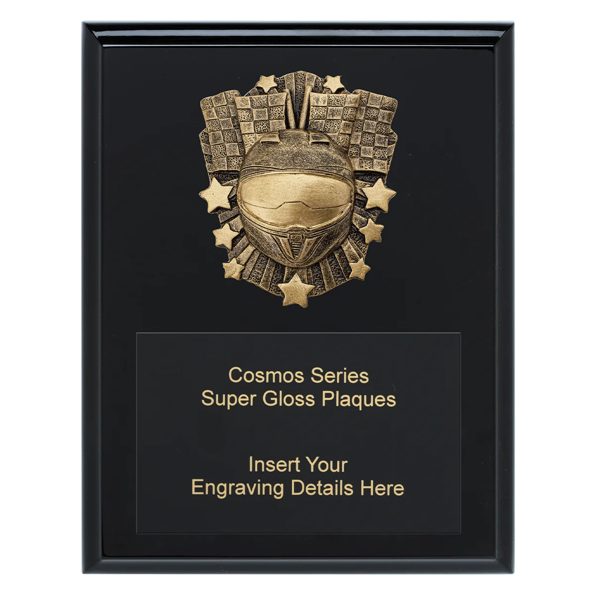 crk784a-black Black cosmos super plaque - motorsport with timber construction