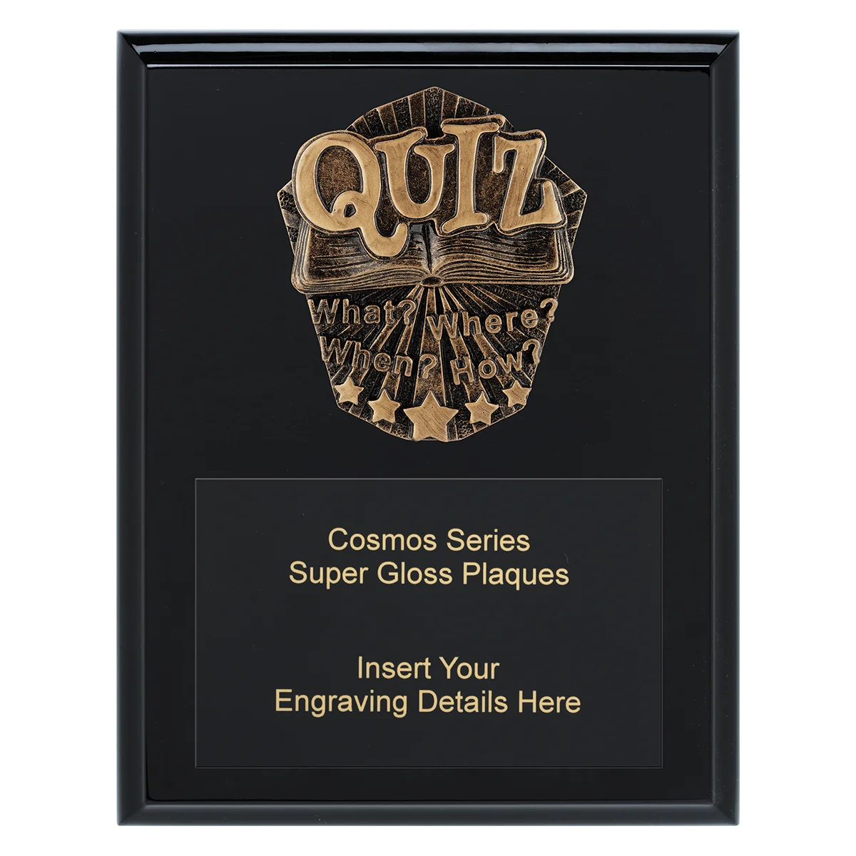 crk706a-black Black cosmos super plaque - quiz with timber construction