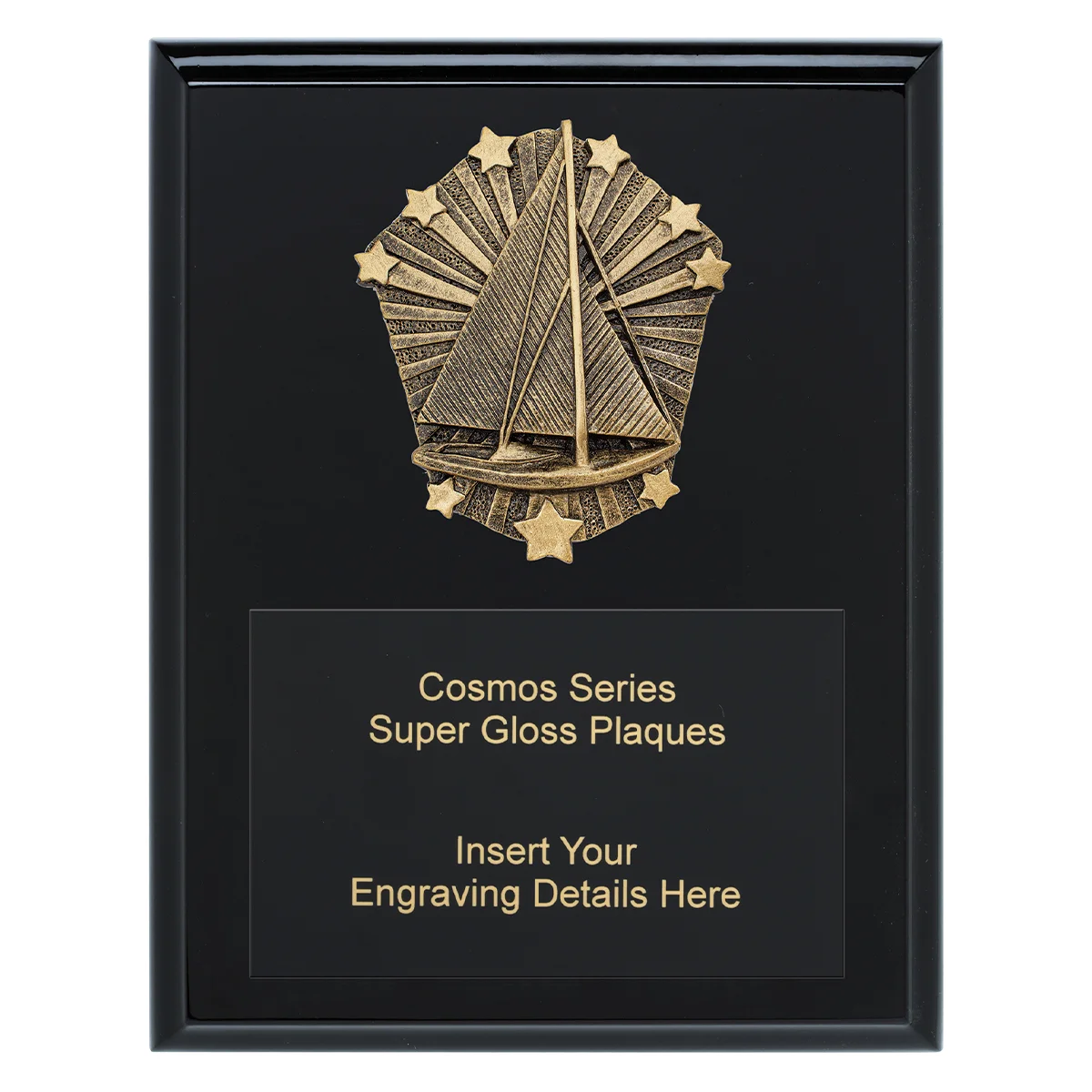 Black cosmos super plaque - sailing with timber construction