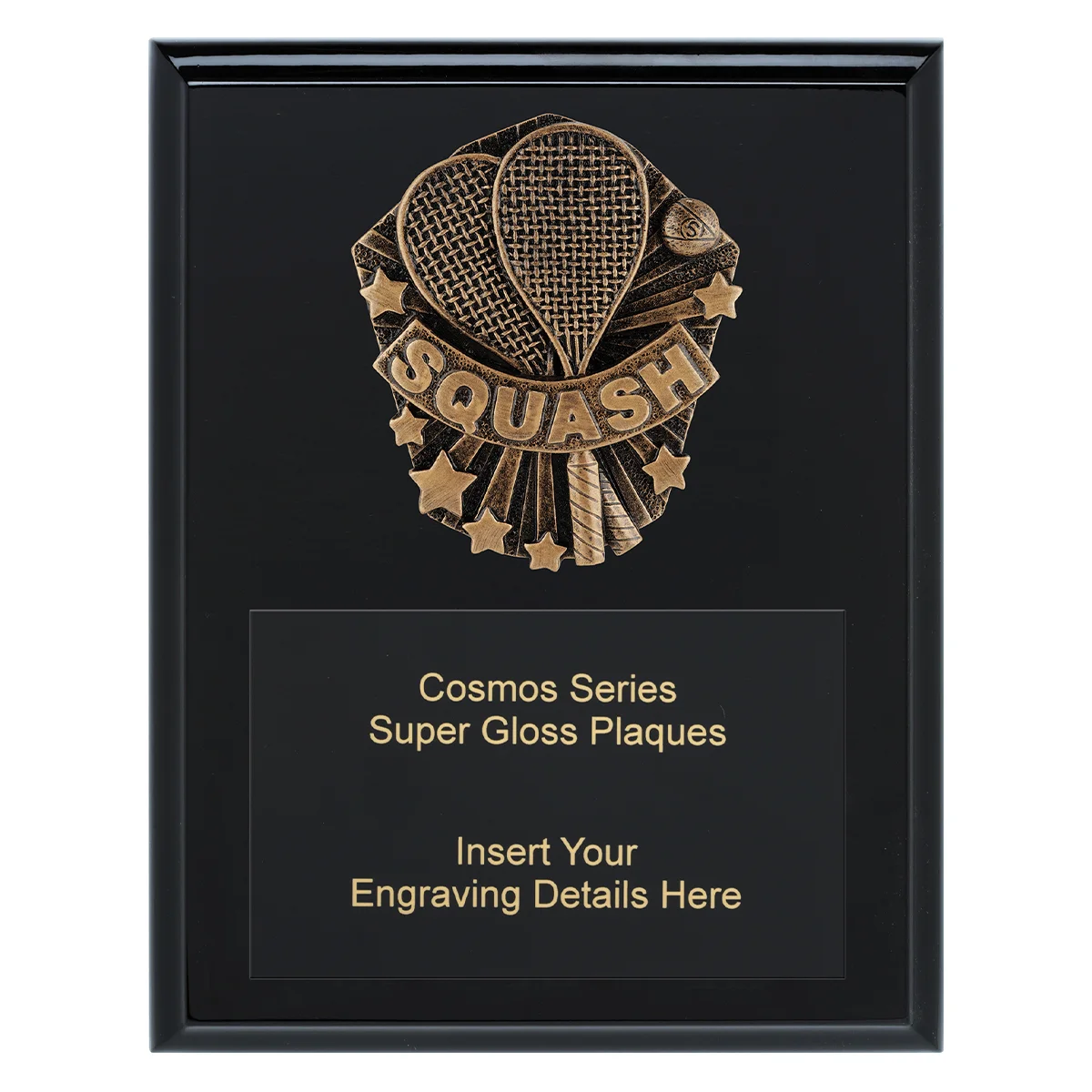 crk786a-black Black cosmos super plaque - squash with timber construction