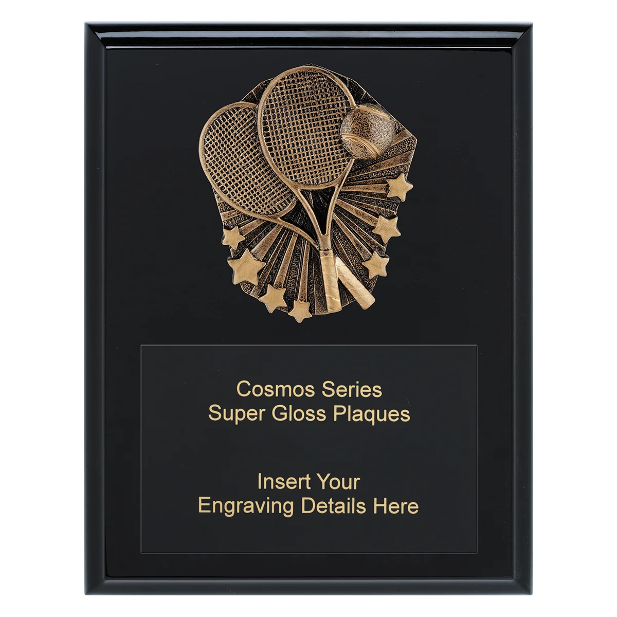 crk718a-black Black cosmos super plaque - tennis with timber construction