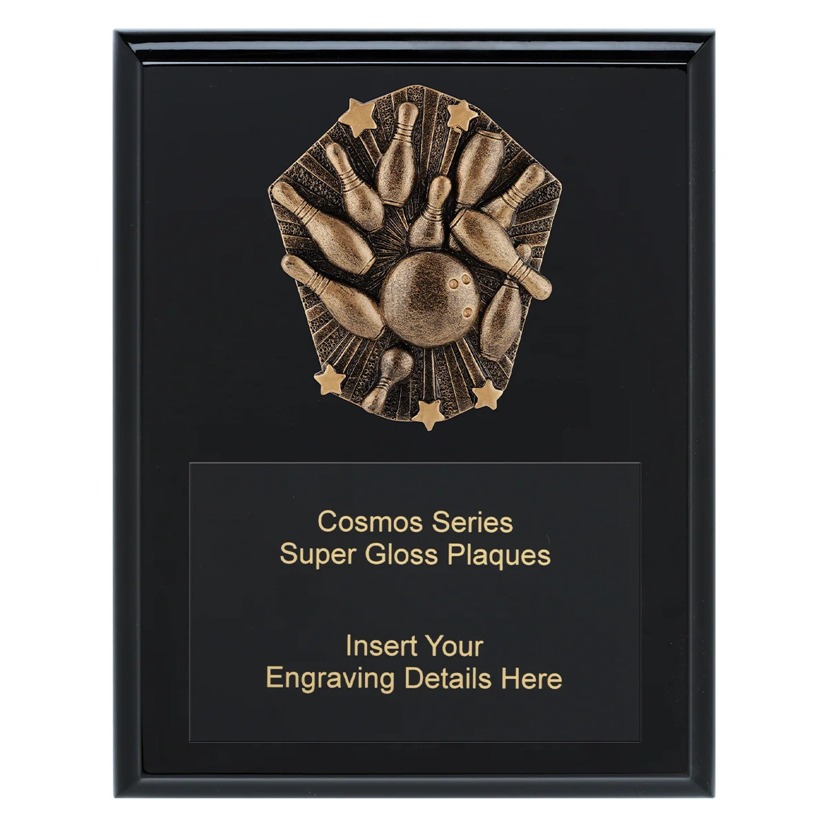 crk752a-black Black cosmos super plaque - tenpin with timber construction