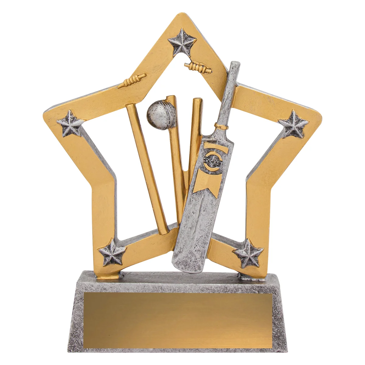 12940-silver Silver cricket mini star with resin construction