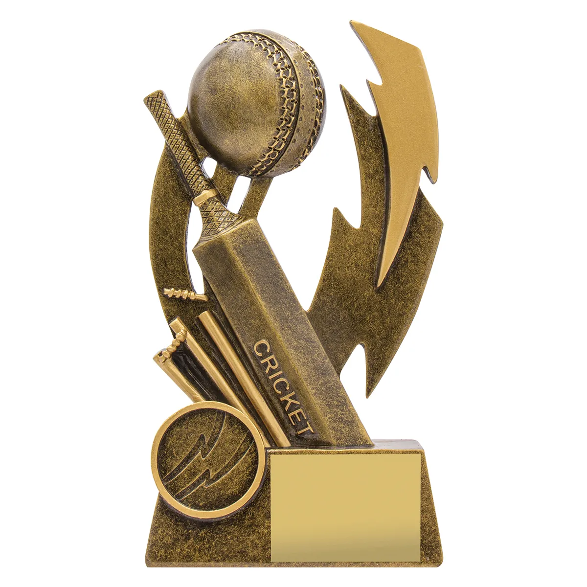 11640b-gold Gold cricket shazam with resin construction
