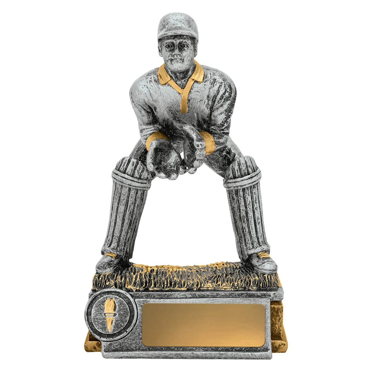 12040-silver Silver cricket wicketkeeper with resin construction