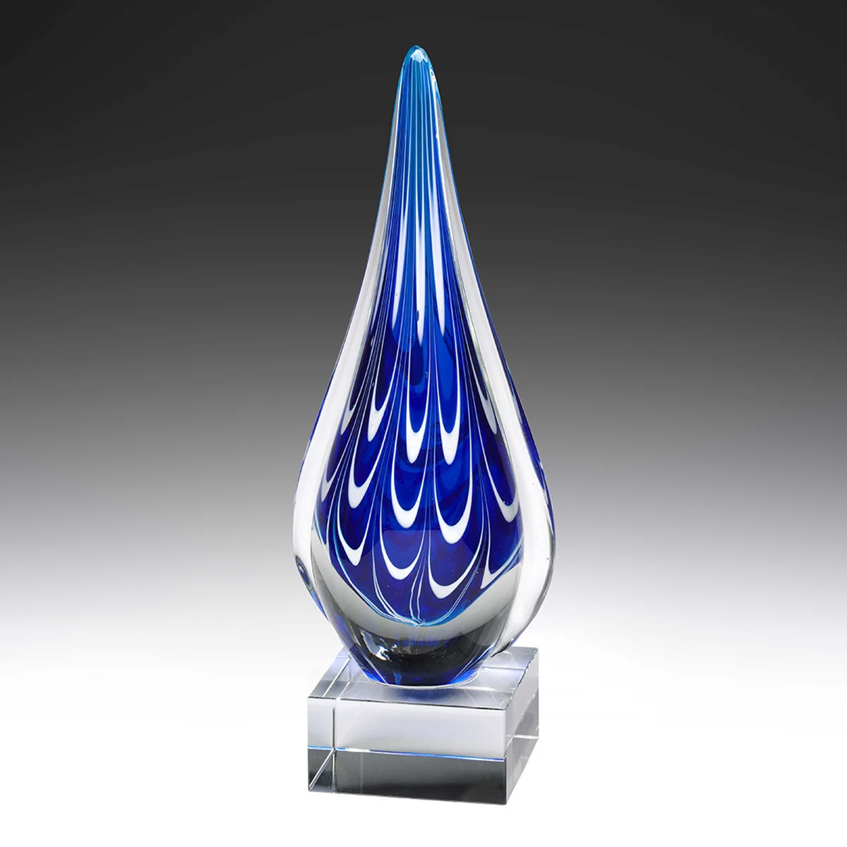 ag305-blue-grey-bg Blue cumulus award with glass construction