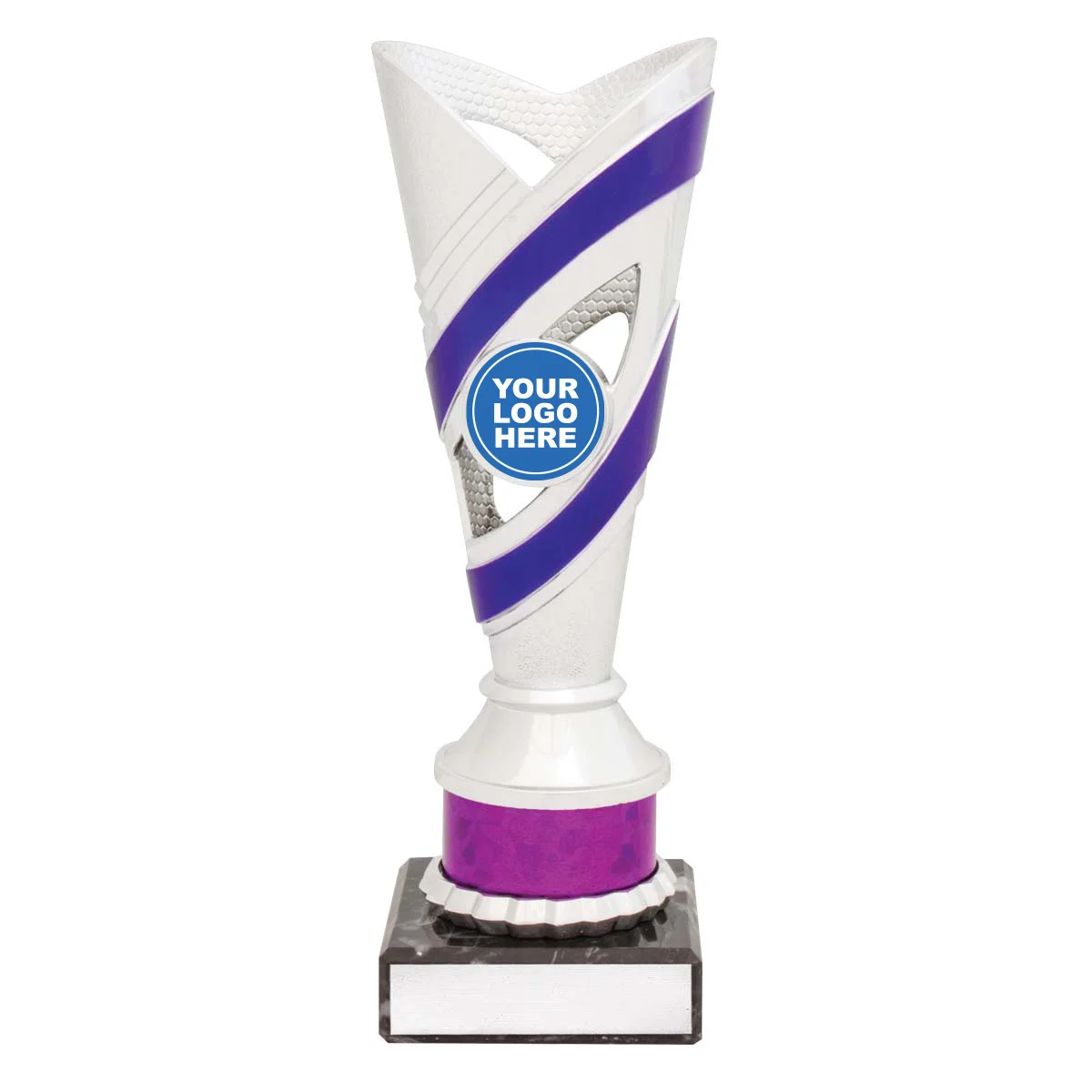 d5100b-purple Purple curve cups - silver / purple with plastic / marble construction