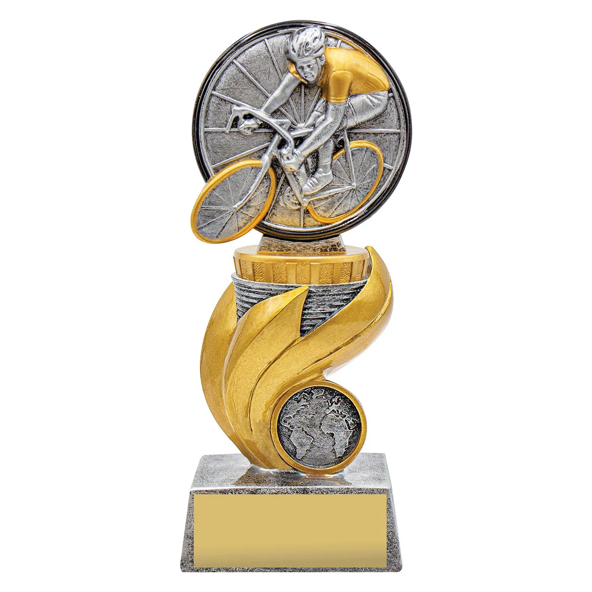ur64a-silver Silver cycling flame with resin construction