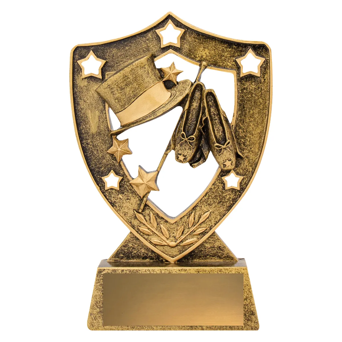 13519-gold Gold dance gold shield with resin construction
