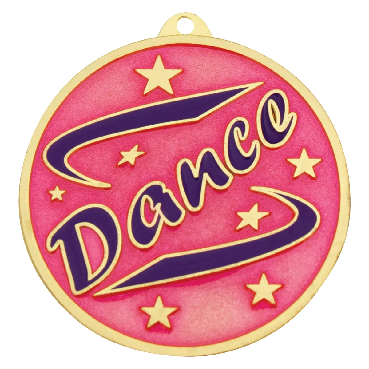 mp035g-pink Pink dance medal - the 'word' with metal construction
