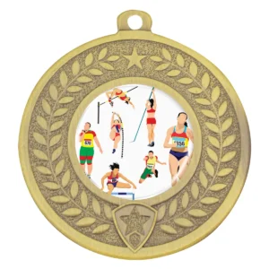 Gold distinction - track & field with metal construction