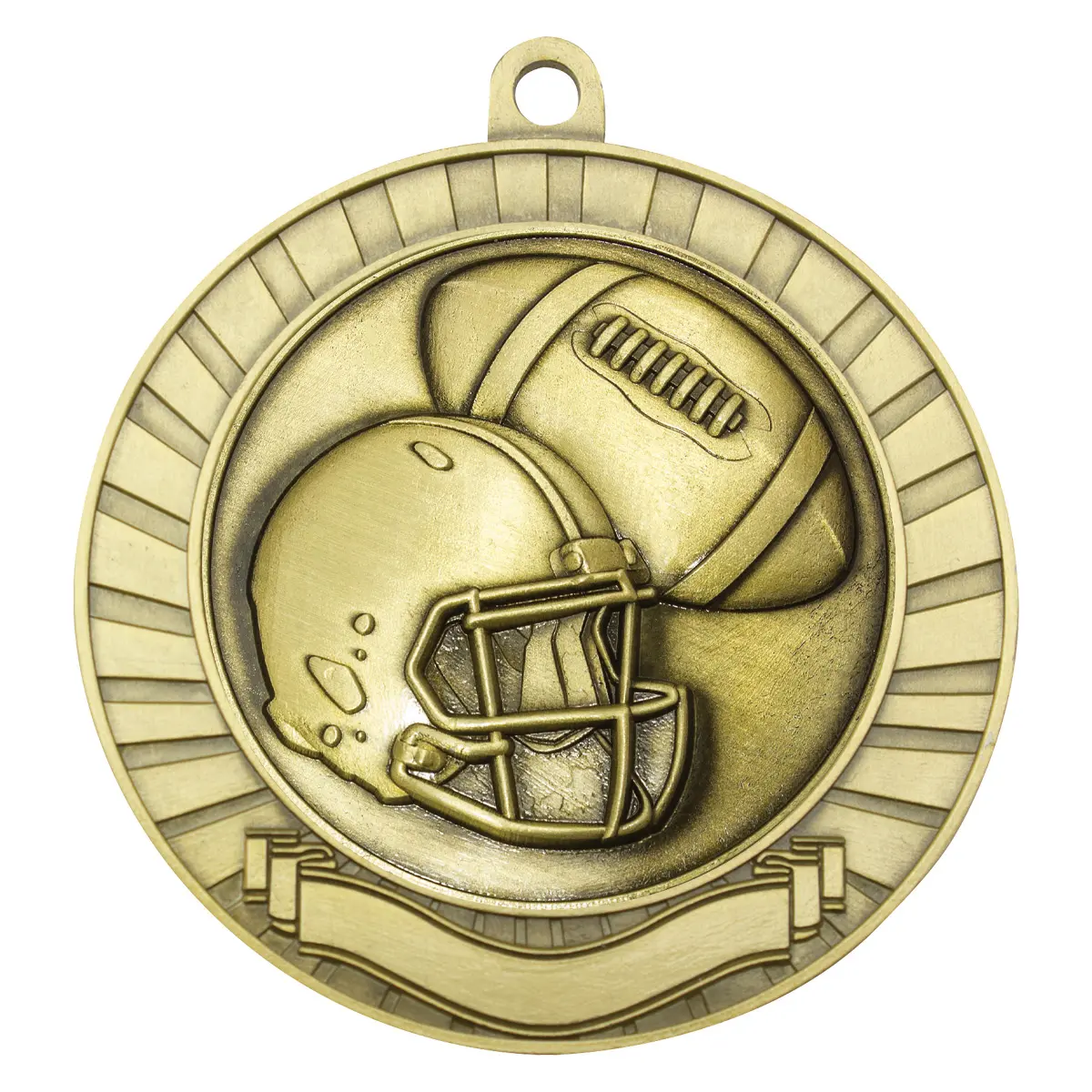 mmy255g-gold Gold eco scroll - american football with metal construction