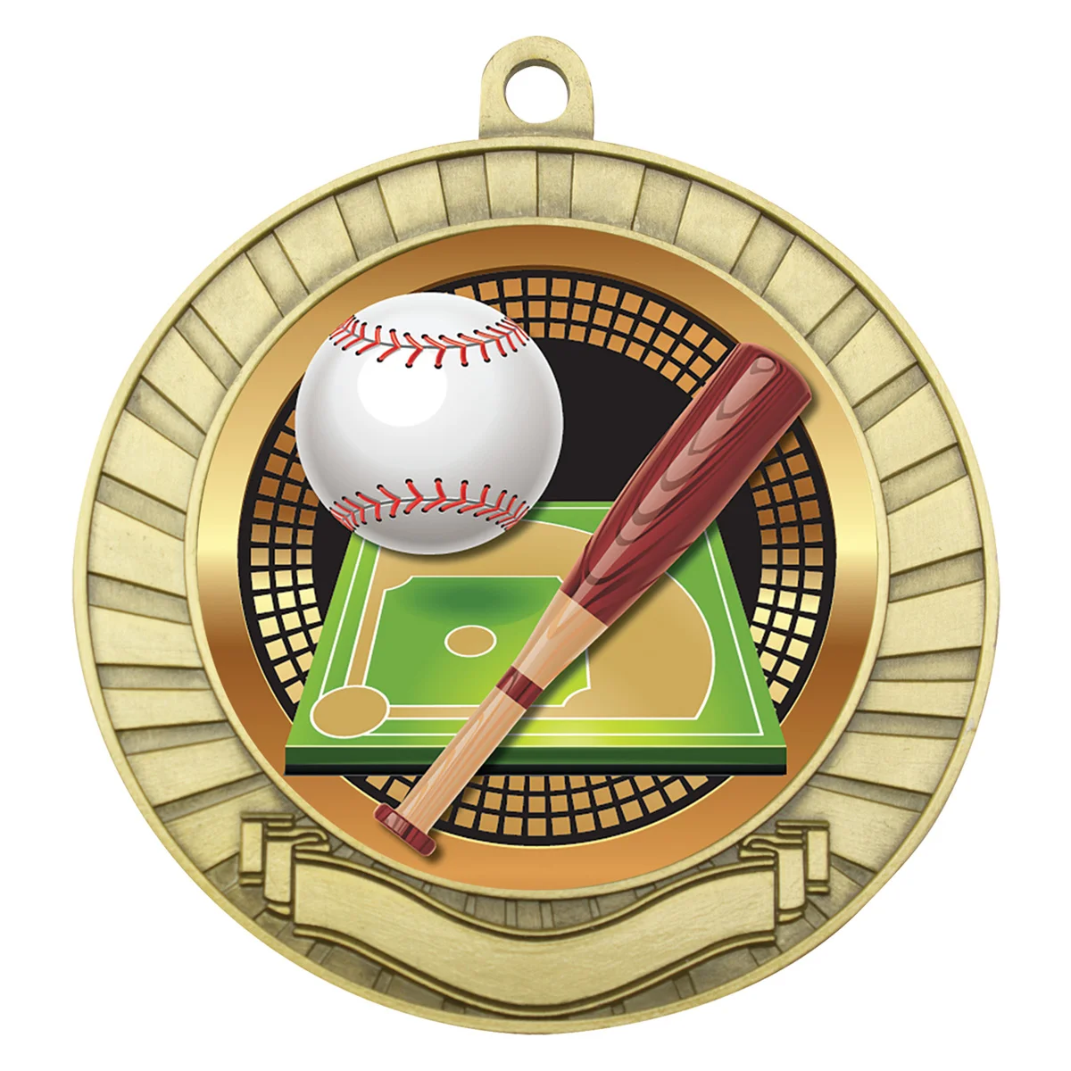 mes233g-gold Gold eco scroll - baseball with metal construction