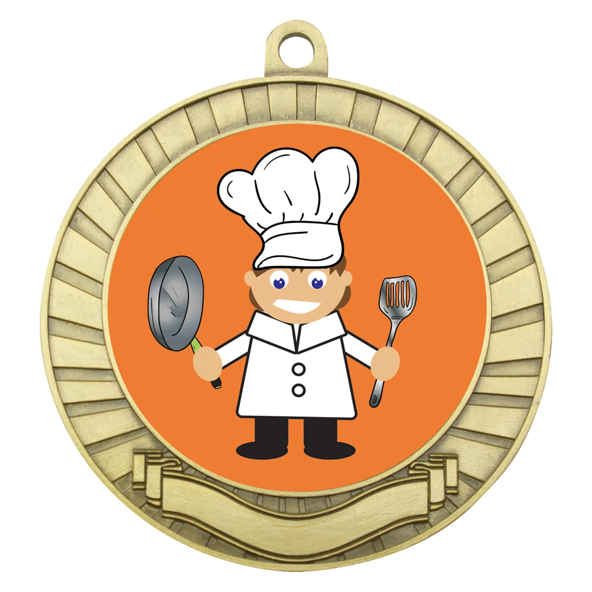 Gold eco scroll - chef with metal construction