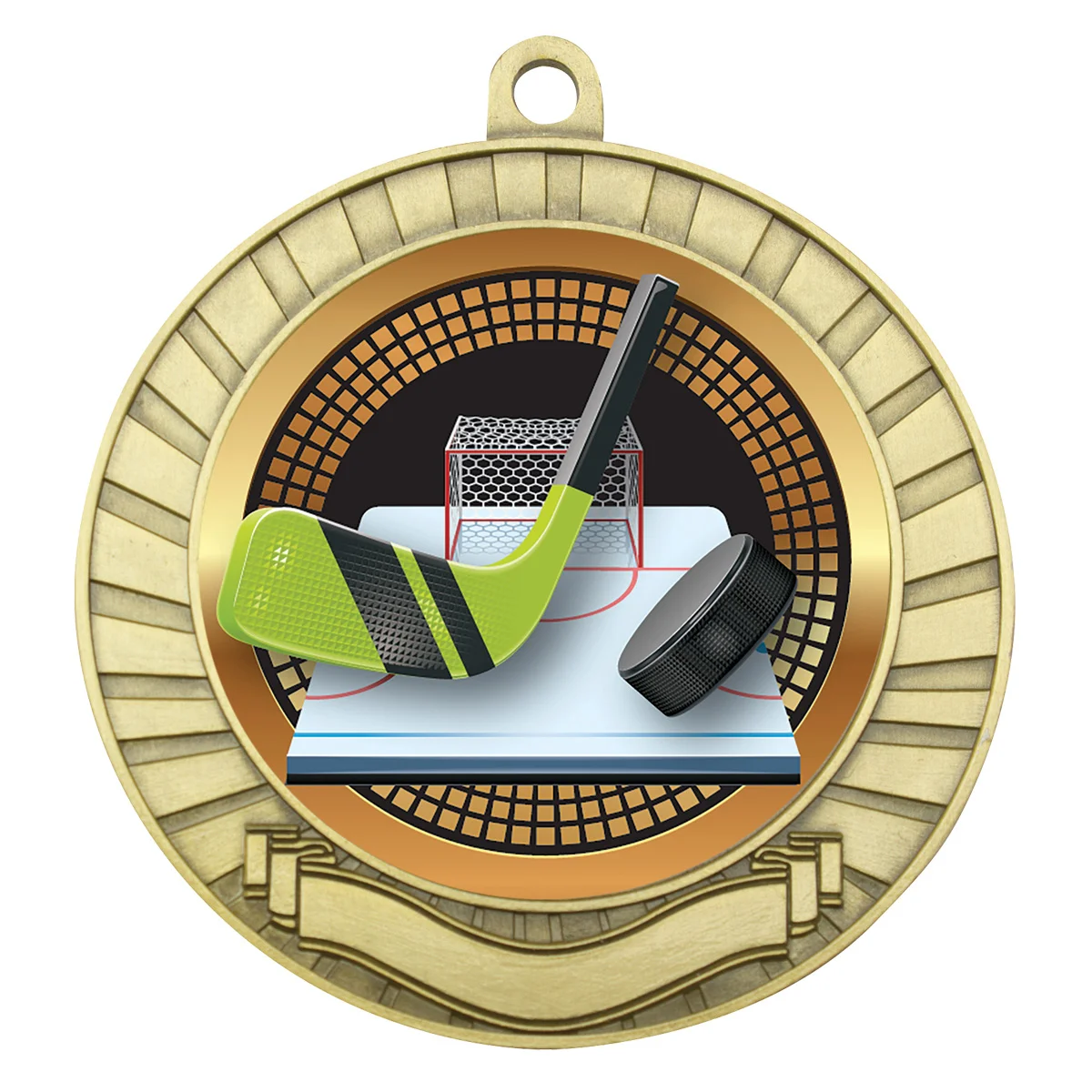 mes250g-gold Gold eco scroll - ice hockey with metal construction