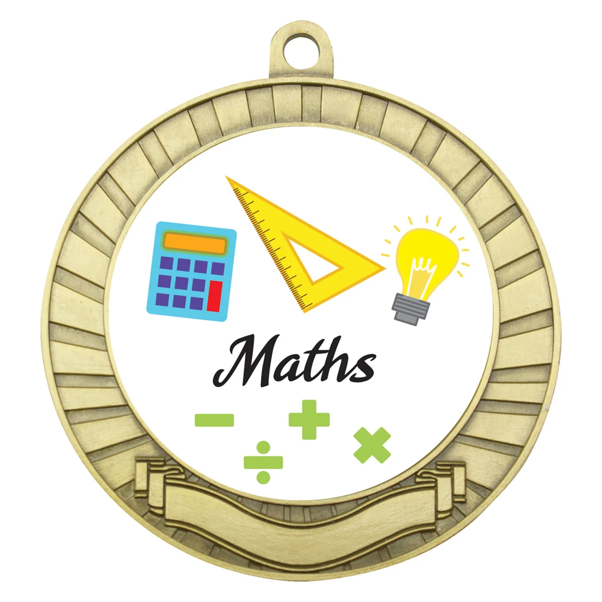 ase224g-gold Gold eco scroll - maths with metal construction