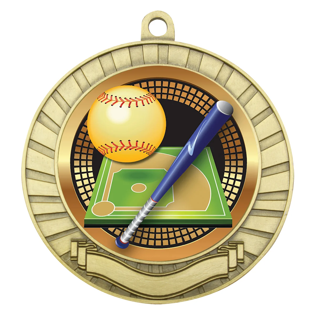 mes275g-gold Gold eco scroll - softball with metal construction