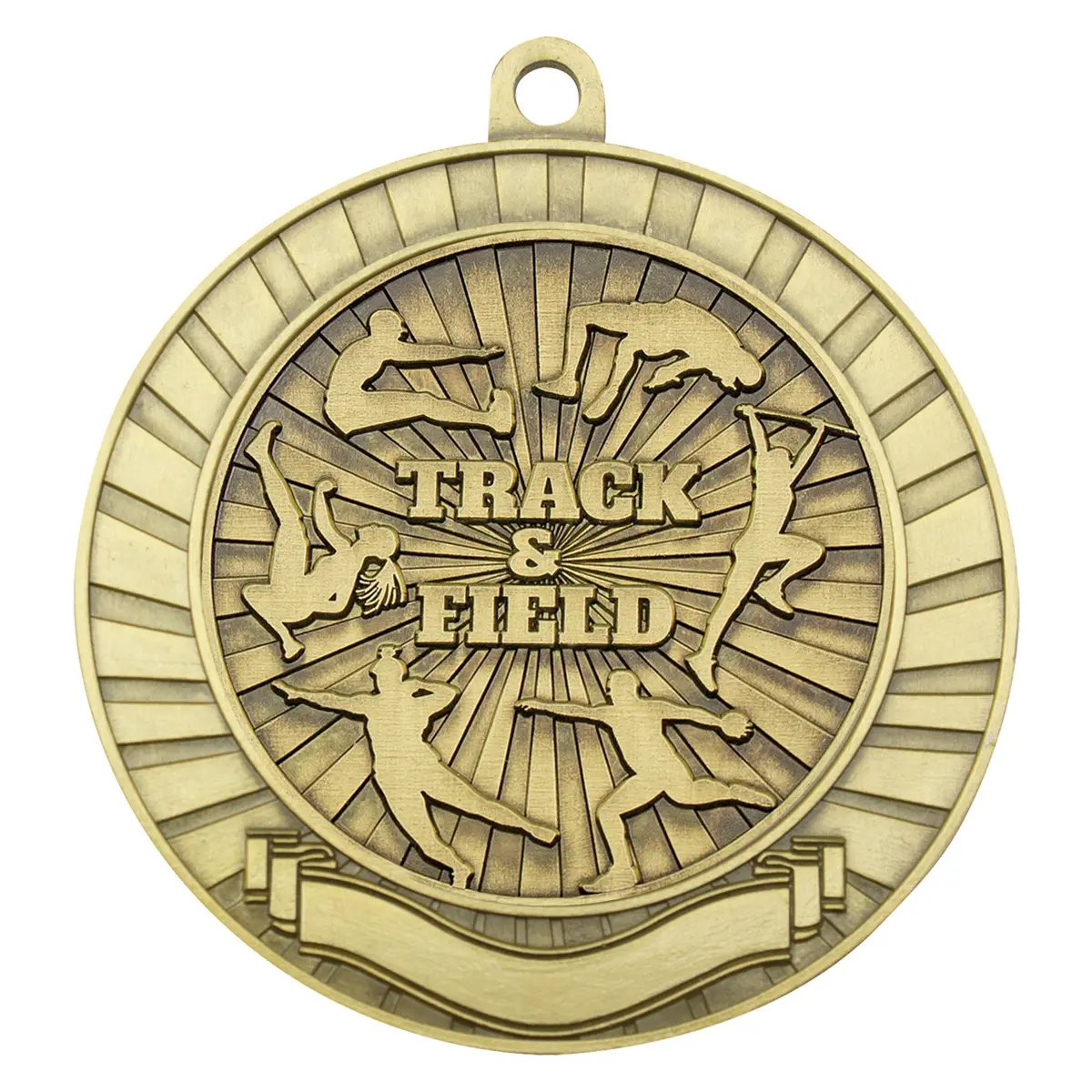 mmy241g-gold Gold eco scroll - track & field with metal construction